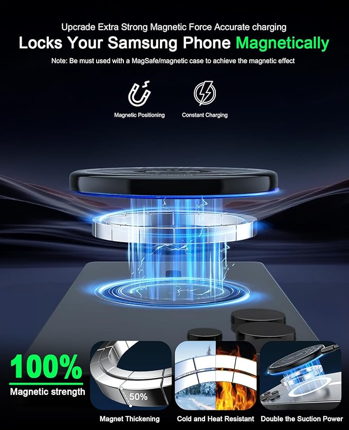 Wireless Charger 2Pack 6FT 15W Samsung Magnetic Wireless Charger Fast Charging Pad for Samsung Galaxy S25 Ultra/S24 FE/S23 Ultra/S22/S21/Z Google Pixel 9 8a 7a 8 7 Pro | Strong Magnet Technology