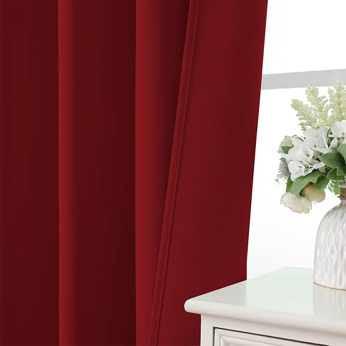 CUCRAF Red Blackout Curtains 63 inch Length 2 Panels Set, Rod Pocket Room - Image 6