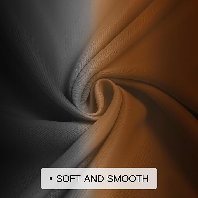COSVIYA Grommet Drapes Burnt Orange and Black Curtains W52xL84 Inch | Gradient - Image 5