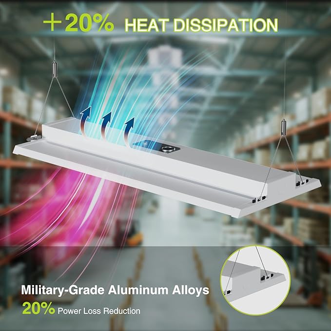 LED Linear High Bay Shop Light With Motion Sensor 300W, Larger Central Lighting Area, 45000LM, 120-277V, 0-10V, 5000K, Commercial Linear High Bay Led Shop Lights for Warehouse Industrial Garage , UL