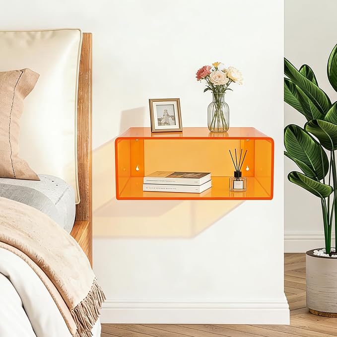Acrylic Floating Nightstand, Nightstand Shelf Wall Mounted Bedside Shelf - Image 6