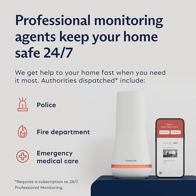 SimpliSafe 10 Piece Wireless Home Security System with Outdoor Camera- Optional 24/7 Professional Monitoring - No Contract - Compatible with Alexa and Google Assistant