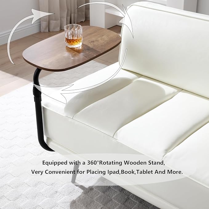 anwickjeff 55" Inch Width Modern End of Bed Bench, Leather Upholstered Futon - Image 4