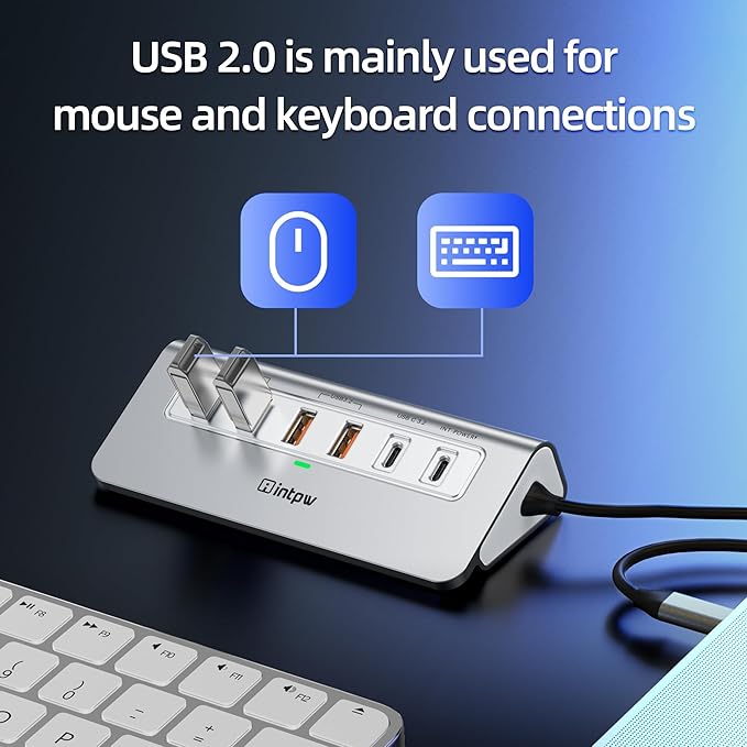 intpw P9 PRO USB C Hub 10Gbps, 9-in-1 USB C Docking Station with 4K@60Hz HDMI, Type-C & 2 Type-A 3.2, 2 USB-A 2.0, PD 100W, SD/TF Port,Aluminum USB Hub for Laptop, iPhone 17 Series, MacBook Air/Pro