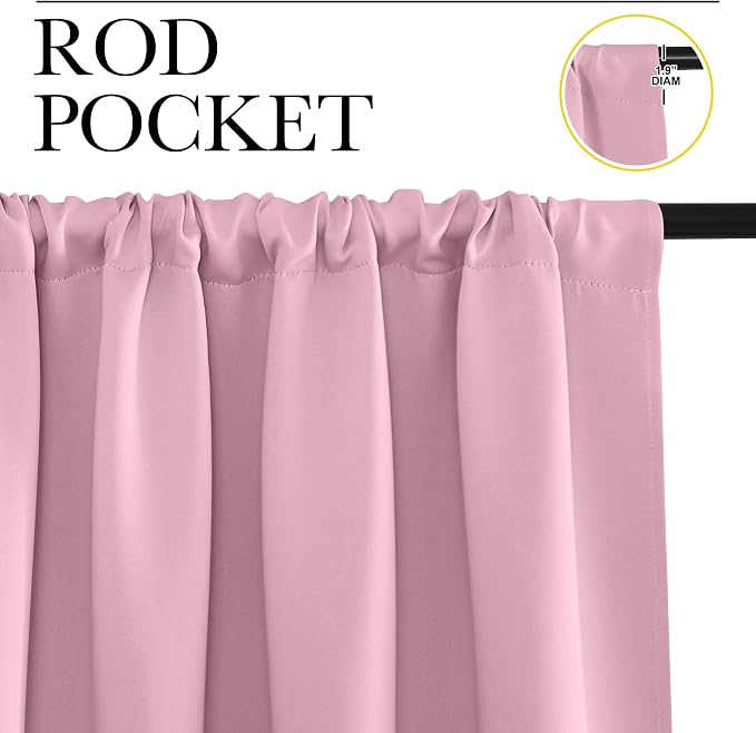 NICETOWN Blackout Curtains for Living Curtains, Rouge Pink, 2 Panels, 42 by 84 - Image 2