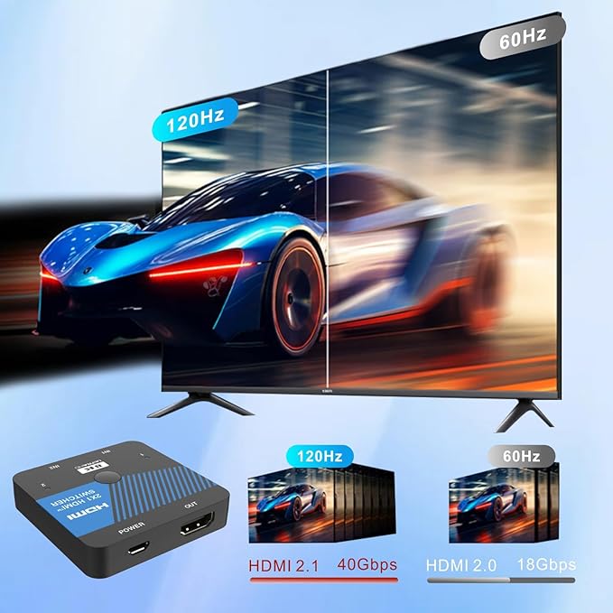 iArkPower 8K HDMI Switch 2 in 1 Out 4K@120Hz HDMI Switcher Support HDR10+, Dolby Vision, VRR, ALLM