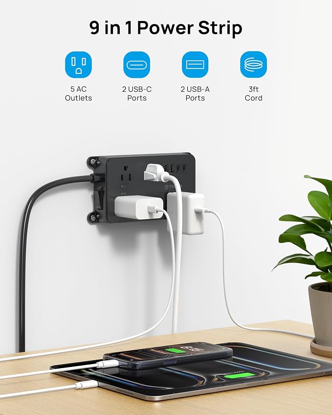 TROND Power Strip Surge Protector 3ft, Wall Mountable, ETL Listed | 5 - Image 2