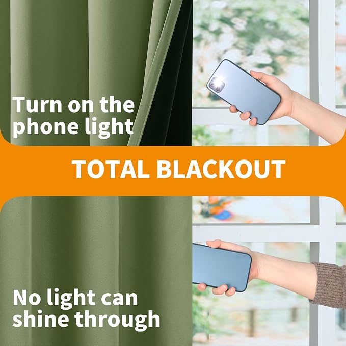 YoungsTex 100% Blackout Curtains 63 Inch Length 2 Panels, Room Darkening Drapes - Image 8