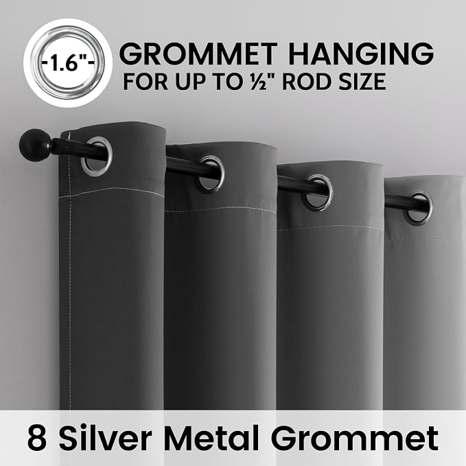 SimpleHome 100% Blackout Ombre Bedroom Curtains Black and Greyish White - Image 4
