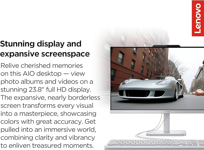 Lenovo IdeaCentre 24" FHD All-in-One Desktop Computer with Lifetime Office 365 for The Web • 32GB RAM • 1TB Storage • Intel Core • Wired Keyboard and Mouse • Windows 11