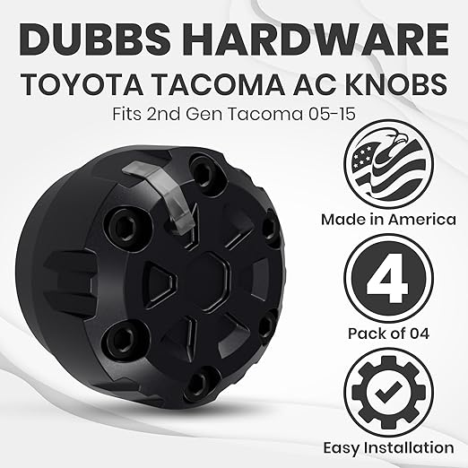4 Pack - 2nd Gen Tacoma Accessories AC Knob Upgrade - 2005,2006,2007,2008,2009,2010,2011,2012,2013,2014,2015 Tacoma Climate Control Dial Mods Set - for Toyota Interior Replacement Kit