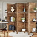 Room Divider with Shelves, 5 Panel Brown Privacy Screen | Partition Room by AMBITION+LAND