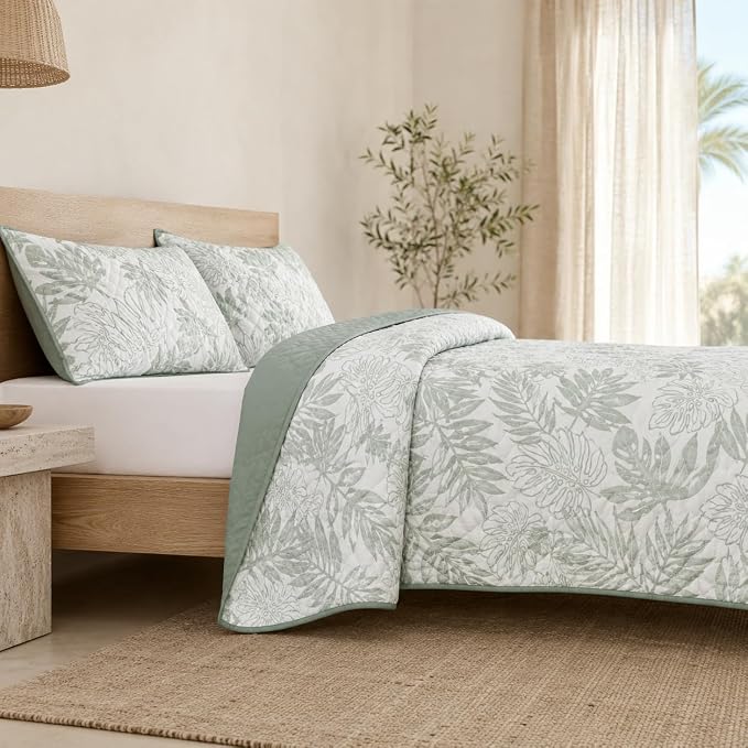 Twin/Twin XL Quilt Set-2 Pieces Soft Bedding Floral Reversible Coverlet | All - Image 9
