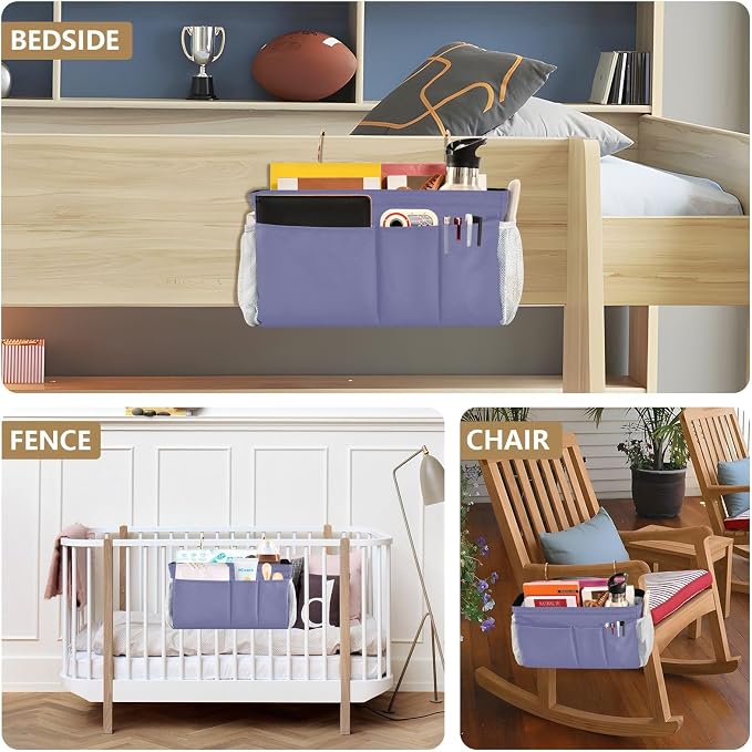 Purple Bedside Caddy Storage Bag Bedside Organizer - Image 8