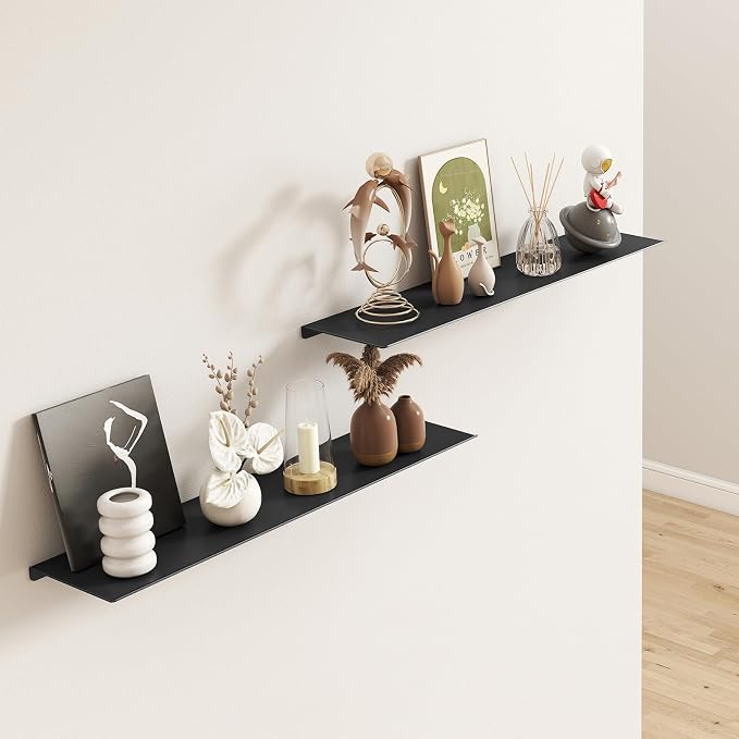 MKO 20" Floating Shelves for Wall, Long Metal Wall Mounted Shelf for Bathroom - Image 4