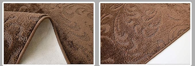Custom Length Hallway Runner Rug,Slip Resistant,Floral Brown, 26 Inch X 26 feet, Sold and Priced Per Foot