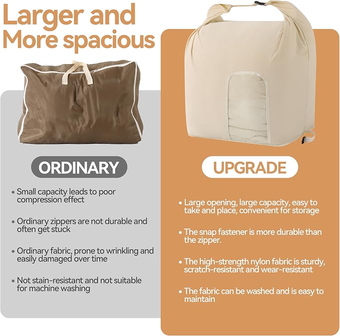 2-Pack Roll Top Comforter Storage Bag, Blanket Storage Bags | Taslon Fabric - Image 6