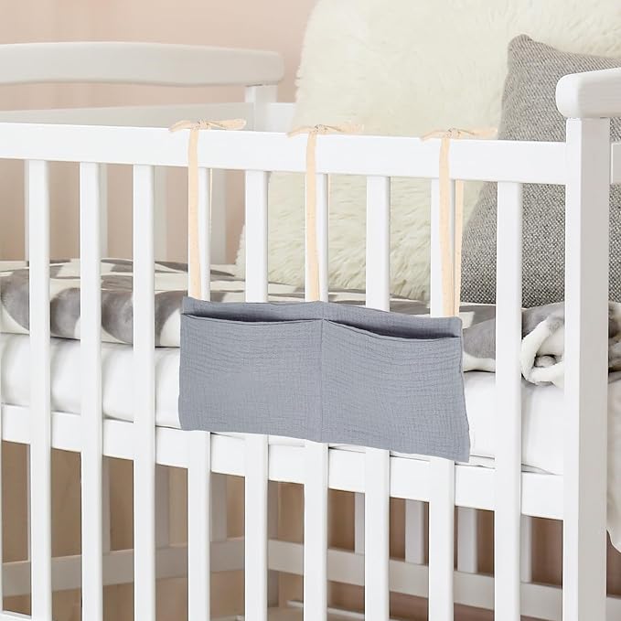 uxcell Bedside Caddy, 2 Pocket Cotton Bedside Hanging Storage Bag, Soft Cotton by uxcell