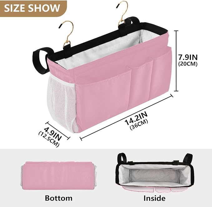 DOMIKING Pink Bedside Caddy for Dorm Bed Recliner Armrest Organizer - Image 4