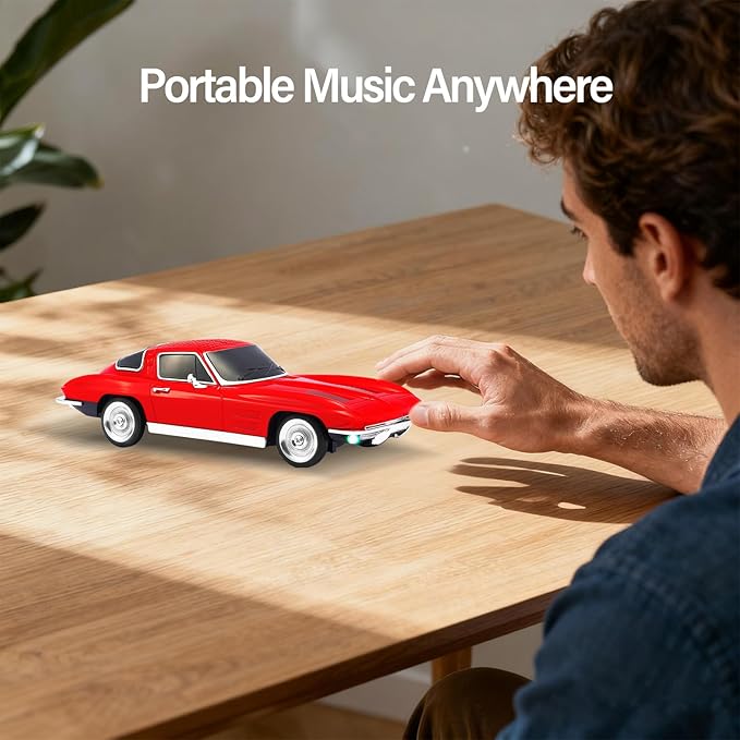 WSTER Retro American Style car Bluetooth Speaker, Portable Wireless Outdoor Speaker, TWS Stereo, Support USB/TF/AUX, Party Bluetooth Speaker with Microphone,Classic car Gifts for Men(RED)