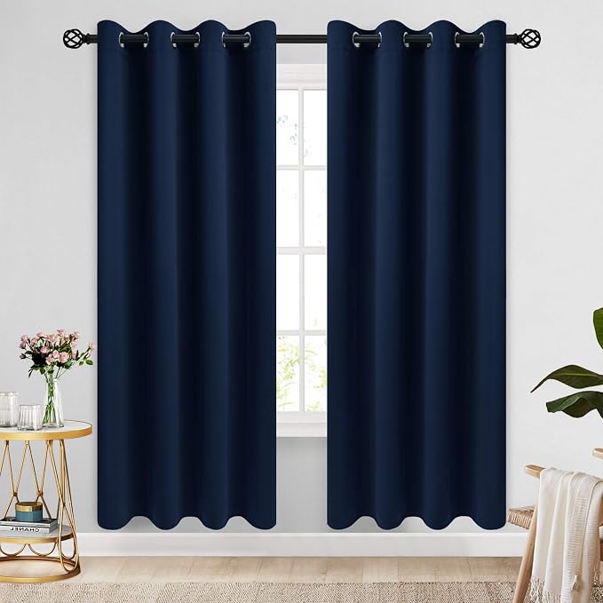 COSVIYA Grommet Blackout Room Darkening Navy Blue Curtains 72 inch Length | by COSVIYA