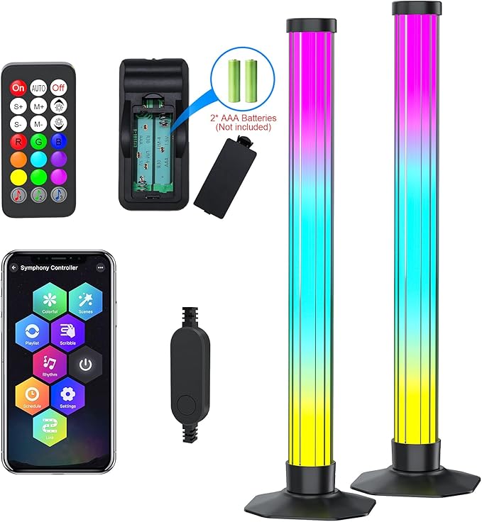 360° Smart Light Bar, Crystal Ambient Mood Light with 16 Million Colors, 213 Preset & 8 Scene Modes, Music Sync, Sound Active, 3 Modes Control RGB & IC Colorful Backlight for TV/Monitor/Gaming/Room