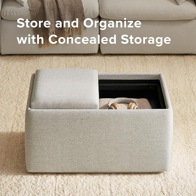 mopio Levi Storage Bench with Reversible Tray, Modern Storage Coffee Table - Image 4
