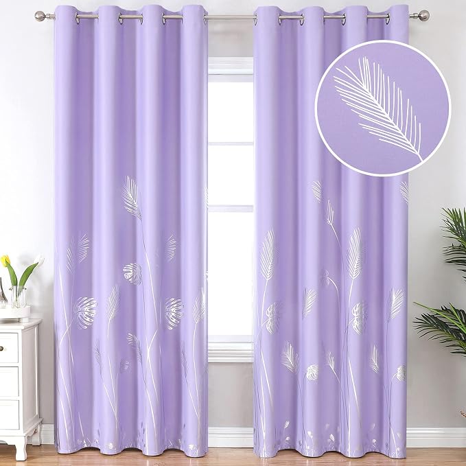 Lilac Blackout Curtains for Living Room, Room Darkening Curtains by ESTELARTEXTILER