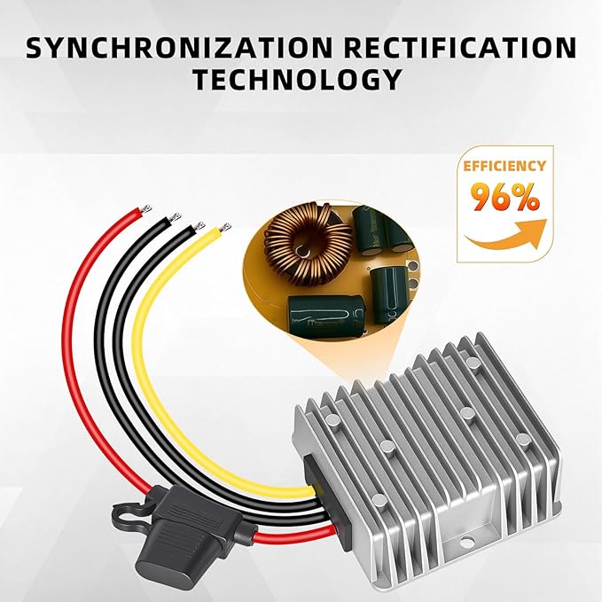 ikkwmei DC-DC Professional 48V 36V to 12V Voltage Regulator, 240W 20A for Golf Cart Converter, Waterproof DC Convert Regulator Transformer with Fuse