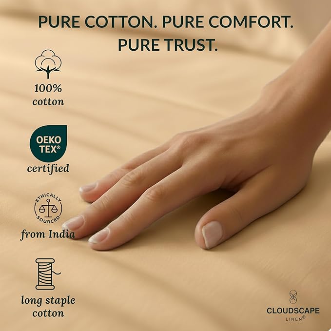 Cloud Scape Linen 100% Egyptian Cotton California King Sheet Set, 400 Thread Count,4 Pieces Luxury Bedding Set, Hotel Quality, Silky Soft, Breathable and Durable, Deep Pockets up to 17, Linen
