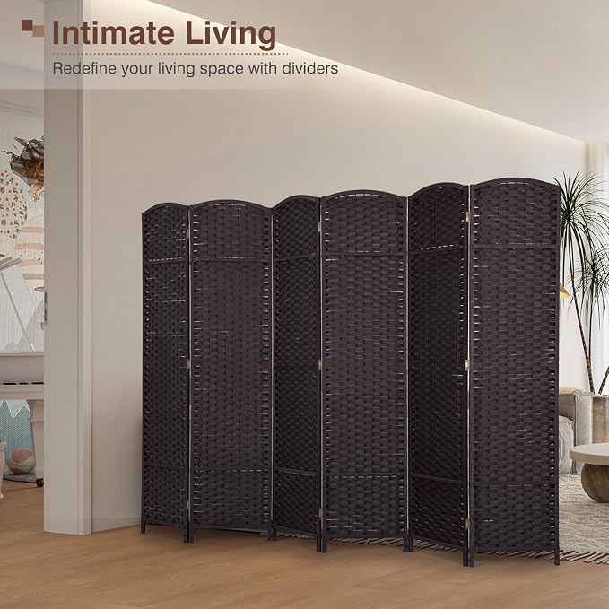 Room Divider 6 Panel 5.6 FT Tall Privacy Screen Waterproof Wood Frame Partition - Image 2