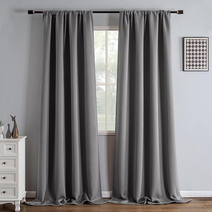 IGEMAEVE Blackout Curtains for Bedroom Grommets Light Grey 52" W x 108" L | by IGEMAEVE