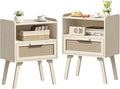 Lerliuo Rattan Nightstands Set of 2, Side Table by Lerliuo