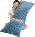 Full Body Pillow with Fluffy Stripe Faux Fur Removable Cover, Long Bed Pillow by Memfydu