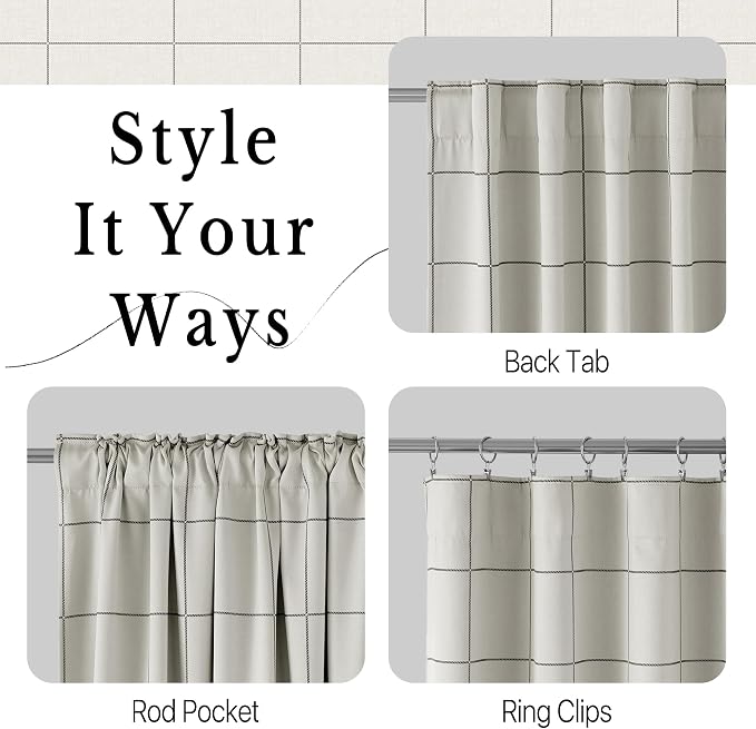 NICETOWN 100% Blackout Plaid Nursery Curtains, 2 Panels | Rod Pocket & Back Tab - Image 4