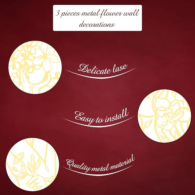 Photect 3 Pcs Metal Wall Art Decor Minimalist Abstract Woman Wall Art Metal - Image 5