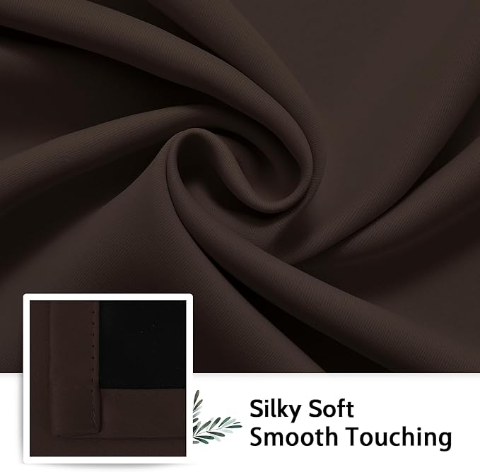 SimpleHome Chocolate Brown 100% Blackout Curtains Room Dark Living Room 84L | - Image 7