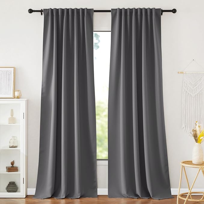 NICETOWN Grey Blackout Curtains 108 inches Long - Image 2