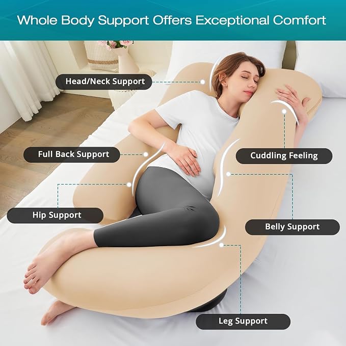 Cooling Pregnancy Pillows for Sleeping, Down Alternative, Removable Cover - Image 2