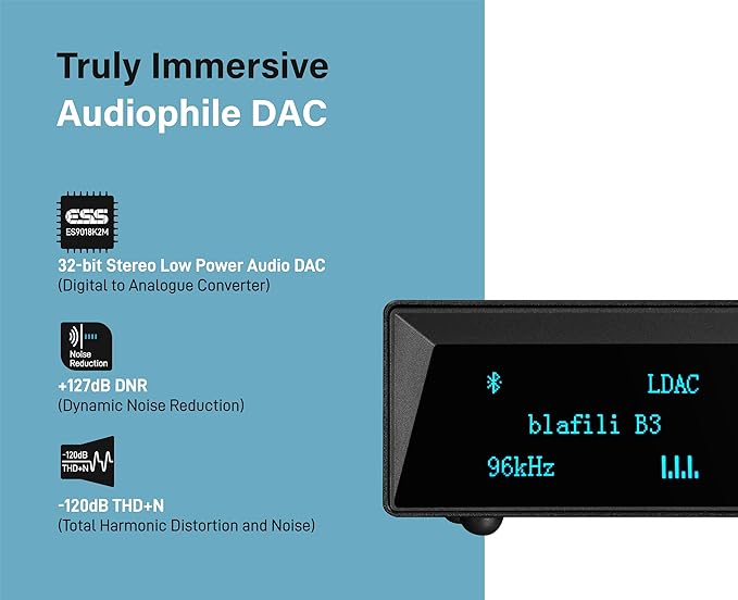 blafili B3 Professional XLR Bluetooth v5.1 Music Receiver, LDAC & aptX HD Streamer, Built-in ESS DAC, Analog RCA, Digital Optical and COAXIAL Outputs, for Audio Mixer, DJ Speakers & PA System