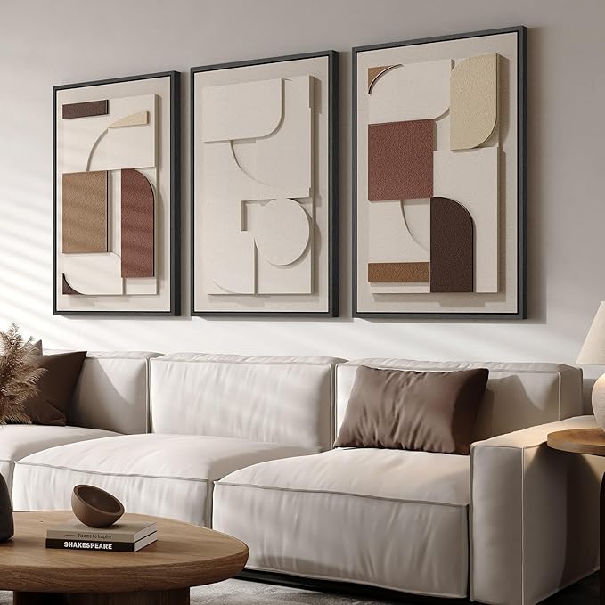 Large Framed 3D Textured Neutral Abstract Wall Art - Image 4