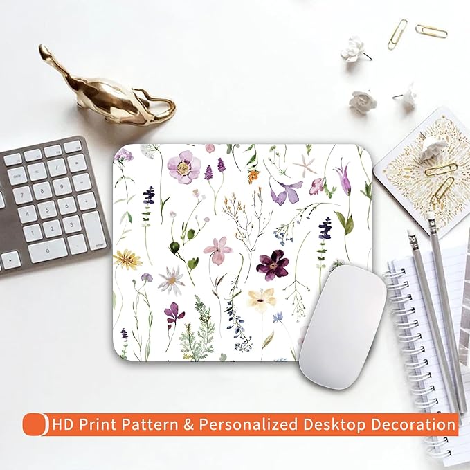 Armanza Square Mouse Pad Beautiful Flowers Plants, Personalized Premium-Textured Custom Mouse Mat Design, Washable Mousepad Cloth, Non-Slip Rubber Base Computer Mouse Pads for Wireless Mouse