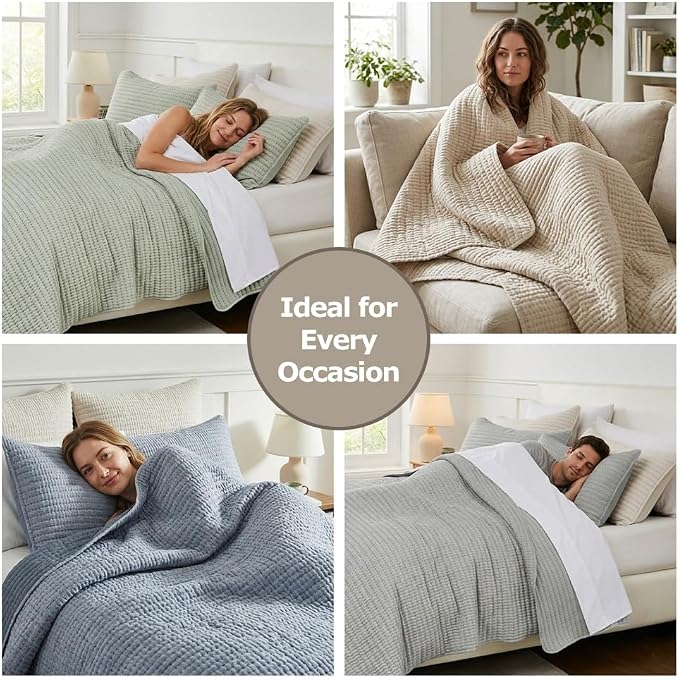 WDCOZY California King Size Quilt Set, 3 Pieces 118x106 inches, Channel - Image 8