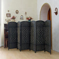 Compact 6 Panel Short Room Divider, 47.2 Inch Tall Double-Sided Rattan Folding by PawlaBay