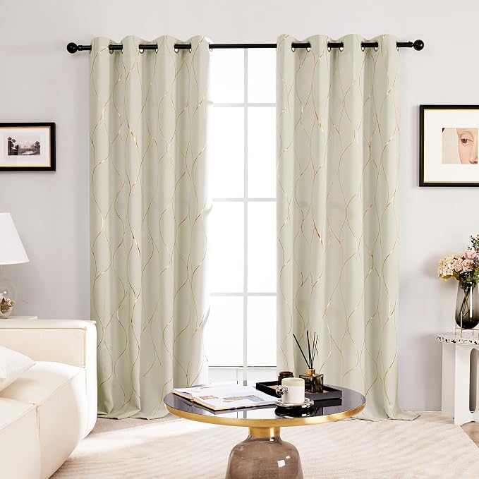 Deconovo Curtains for Living Room, Pattern Blackout Curtains 84 Inches Long | - Image 2