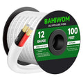 BAHIWOM Fire Safety CL2 Speaker Wire in-Wall & in-Ceiling 12 Gauge Wire 100 FT CCA Cord 2 Conductors Red Black Speaker Cable for Indoor Home Theater System,Car Audio Soft White Jacket