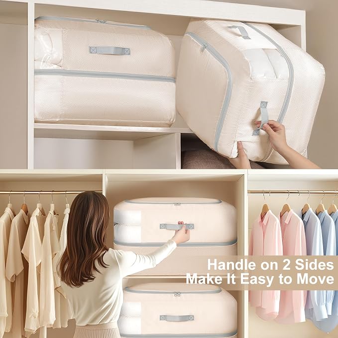 Comforter Storage Bag - 110L Large Capacity Blanket Storage Bags 2-Layer Ultra - Image 5