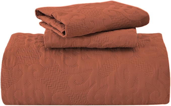Kingnex Oversized King Bedspreads 128x120 Baked Clay | Lightweight, Extra Wide - Image 7