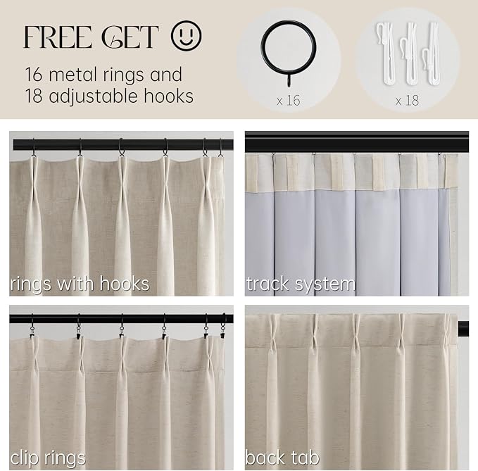 Extra Long Beige Curtains for Living Room Blackout 108 Inches Insulating Sound - Image 2