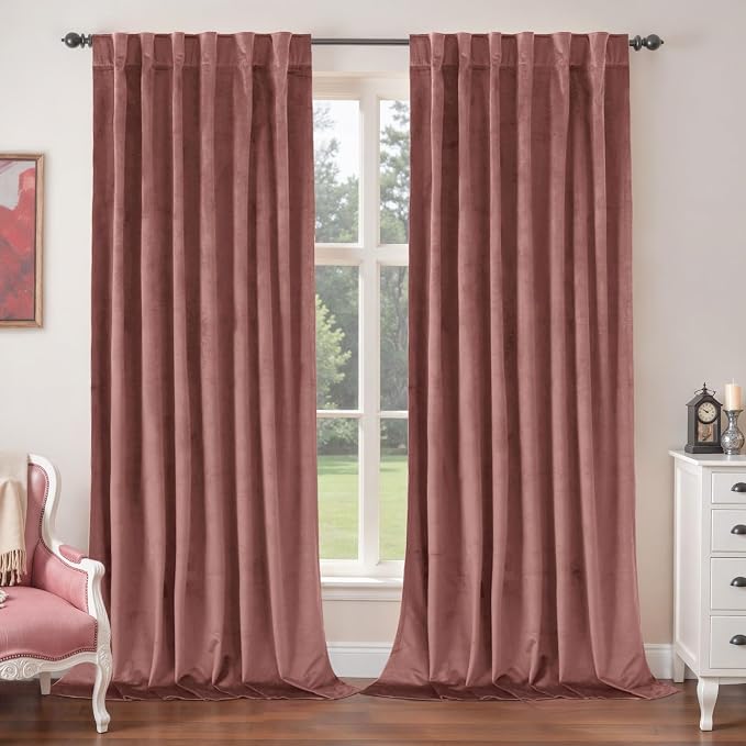BGment Dusty Rose Pink Velvet Curtains 84 Inch by BGment